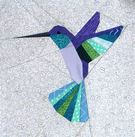 Now that you are more or less familiar with the basic steps involved in paper piecing, try your hand at any of the following patterns. . Free paper pieced hummingbird pattern